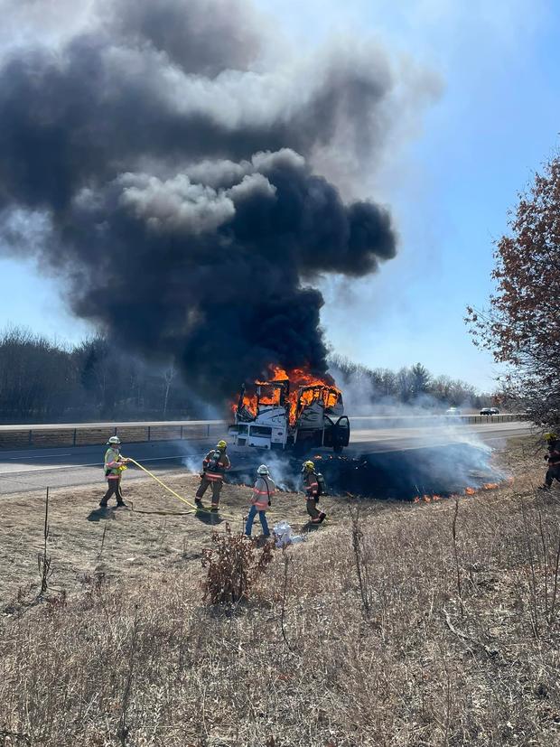Camper fire on Interstate 35 in Wyoming 