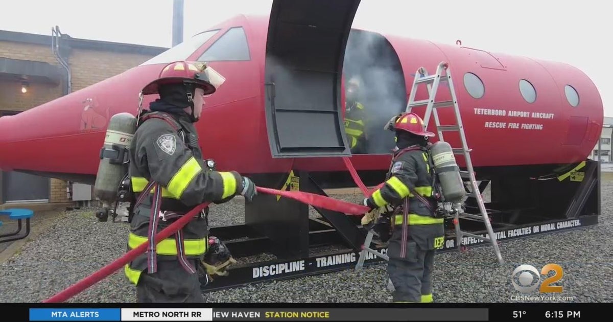 First responders at Teterboro Airport use special equipment to prepare