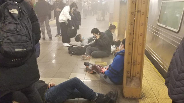Wounded people on subway platform 