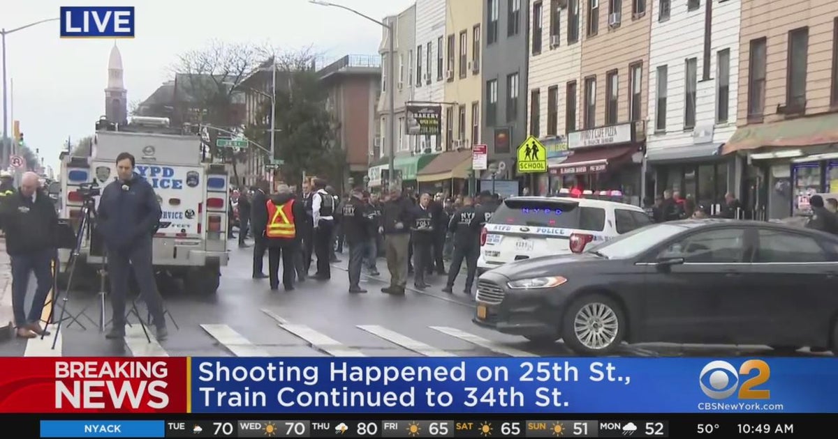 NYPD setting up for Brooklyn shooting presser - CBS New York