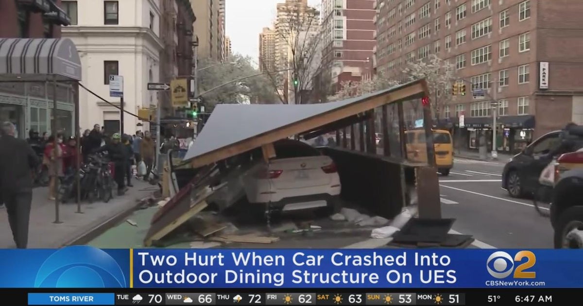 Car slams into outdoor dining structure - CBS New York