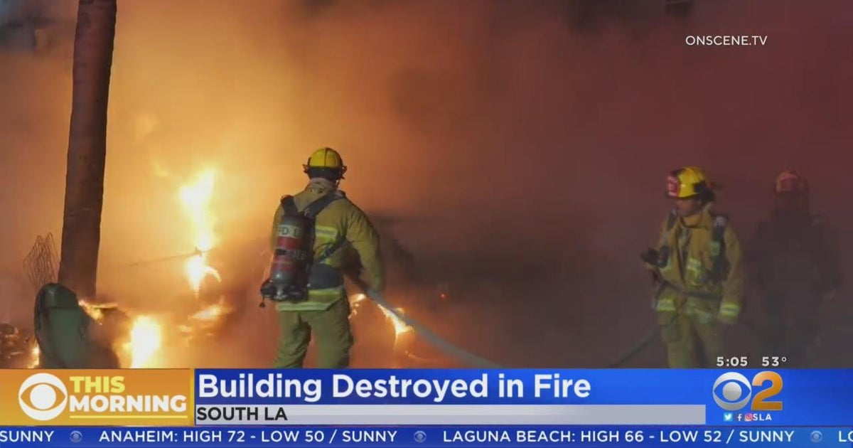 Large fire rips through building in South LA - CBS Los Angeles