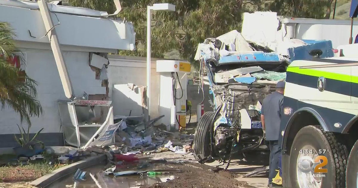 "It's a blessing of God" No one hurt after big rig plows into gas