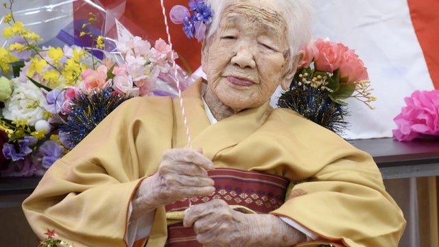 FILE PHOTO: Kane Tanaka, born in 1903, smiles as a nursing home celebrates three days after her 117th birthday in Fukuoka 