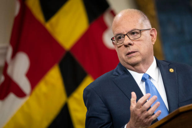 Maryland Gov. Larry Hogan holds a news conference  at the Maryland State Capitol on Aug. 5, 2021, in Annapolis. 