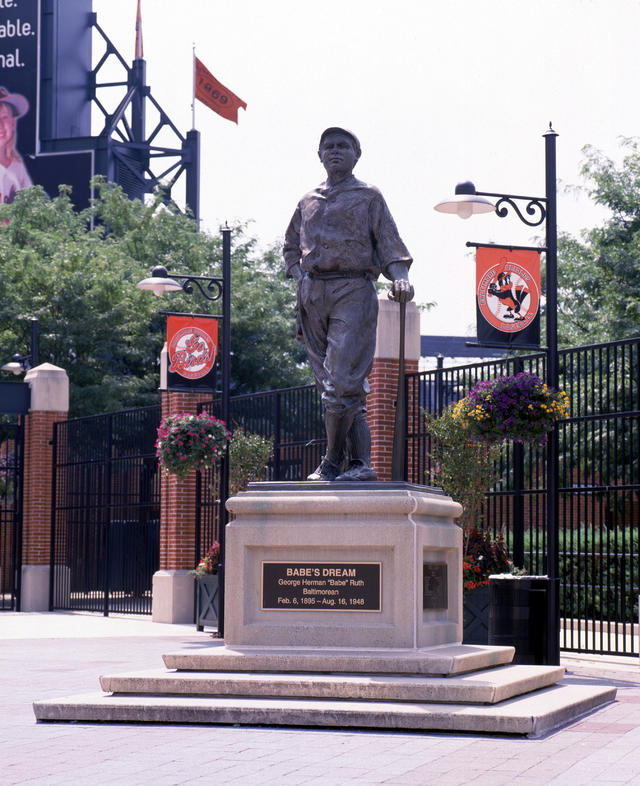 Babe Ruth statue in Baltimore, Maryland - Students