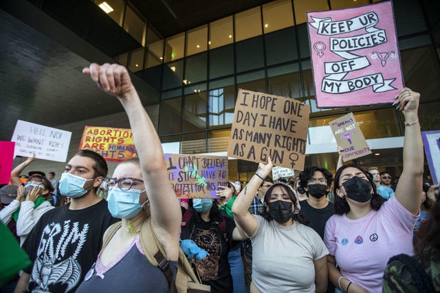 Demonstrators Protest Amid Leaked Supreme Court Draft To Overturn Roe V. Wade 