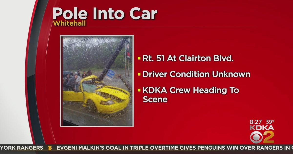 Car crashes into pole in Whitehall - CBS Pittsburgh
