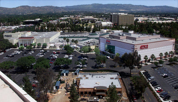 A view of the Promenade Mall in Woodland Hills showing the AMC theaters to the righkt and the rest o 