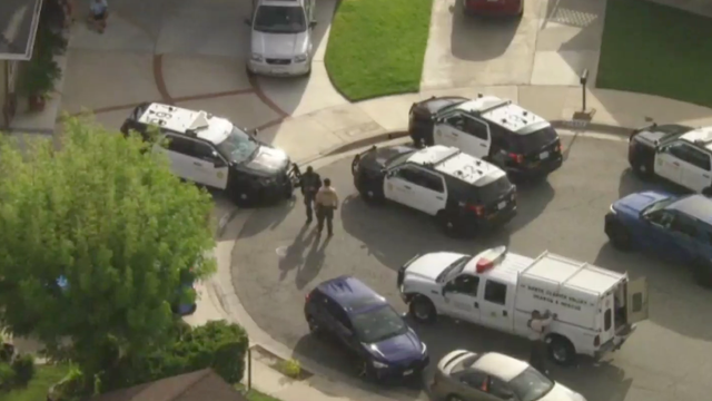 Emergency lights on a us police car 