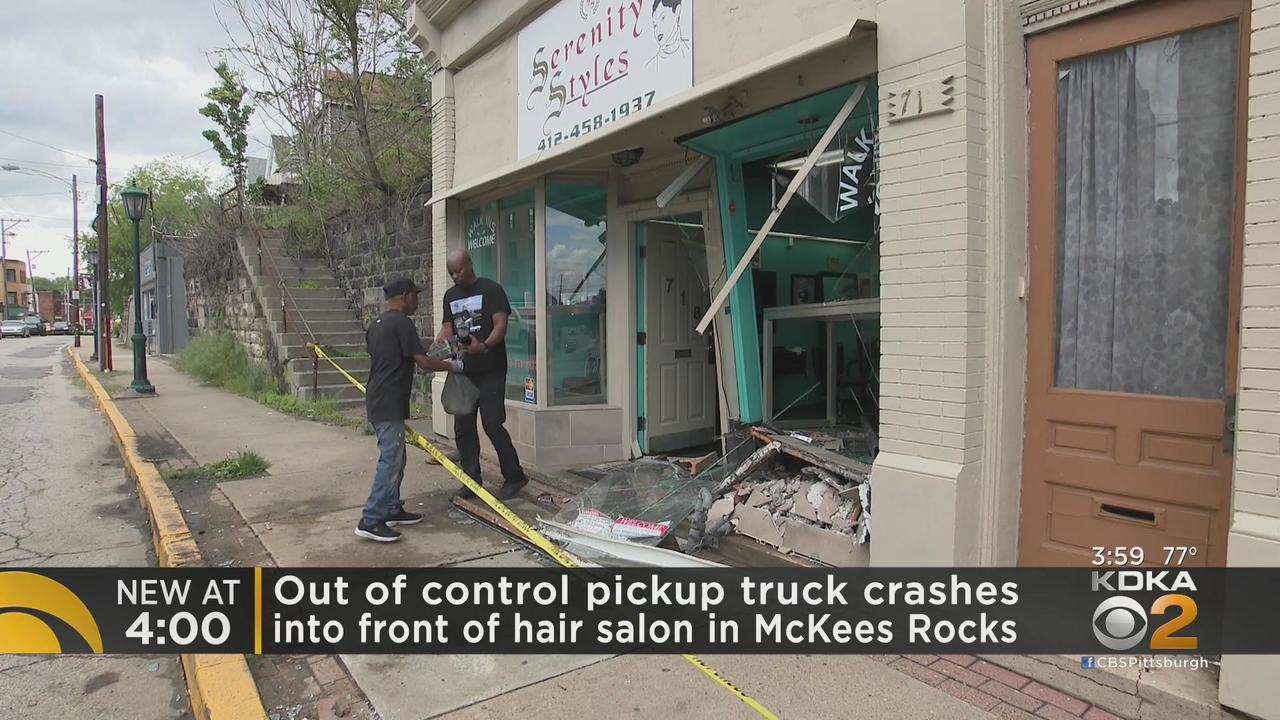 Vehicle hits 1 person and gas meter, then crashes into McKees Rocks hair  salon - CBS Pittsburgh