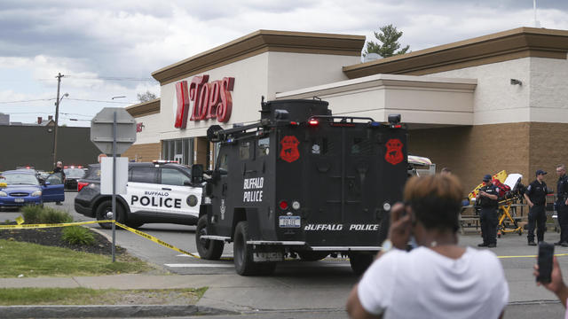 A police vehicle is seen parked in front of City Hall before a protest over the death of George Floyd in Buffalo, New York, on June 5, 2020. 