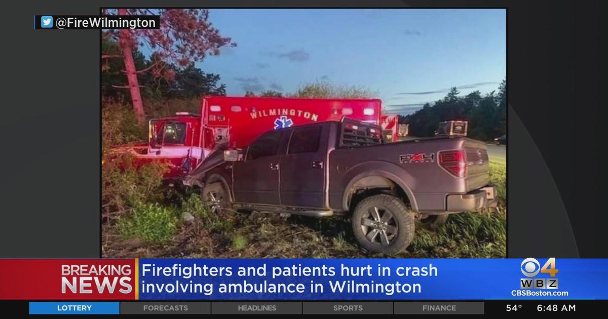 Firefighters, patients hurt after ambulance and pickup truck crash on I-93 in Wilmington - CBS Boston