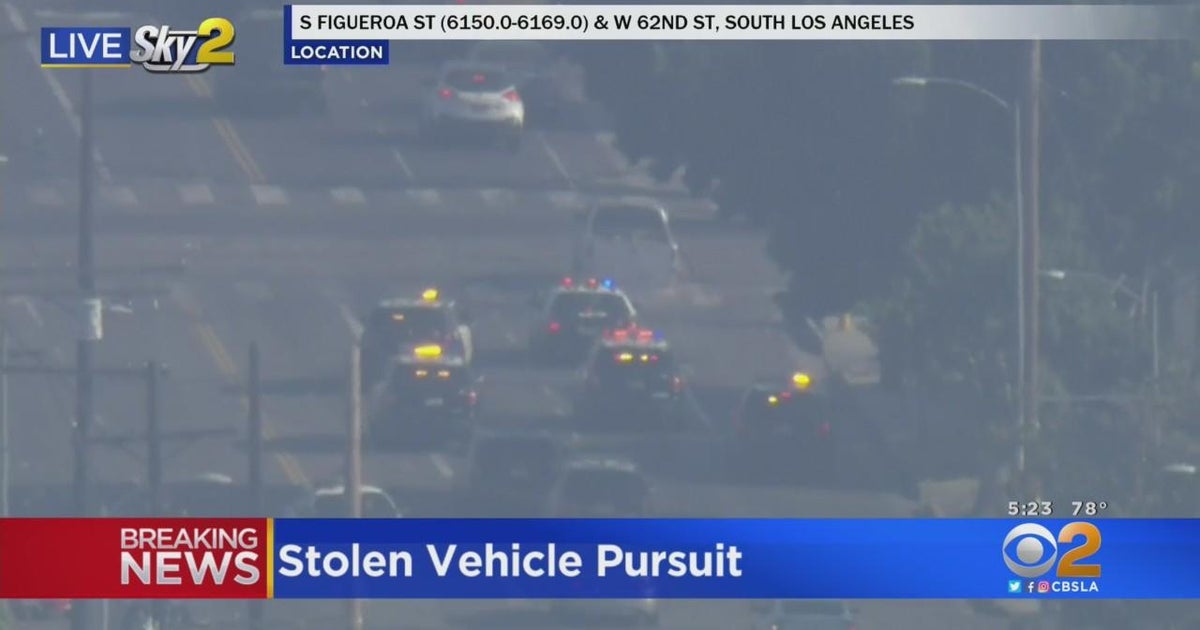 Stolen vehicle crashes into other car in South LA - CBS Los Angeles