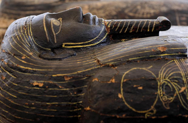 Sarcophagus from the newly discovered burial site in Giza, Egypt 