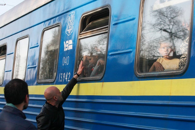 Ukrainians Refugees Board The Train To Poland From Ukraine's Port City Odesa, Amid Russia's Invasion Of Ukraine 
