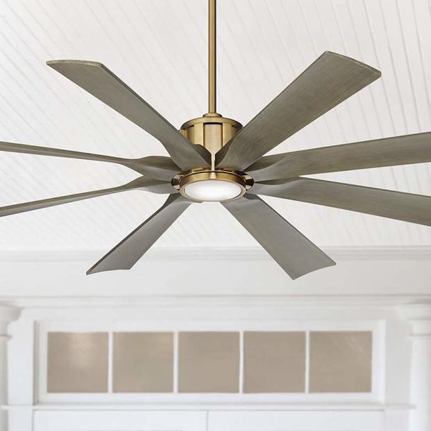 Possini Defender Soft Brass Damp LED Ceiling Fan 