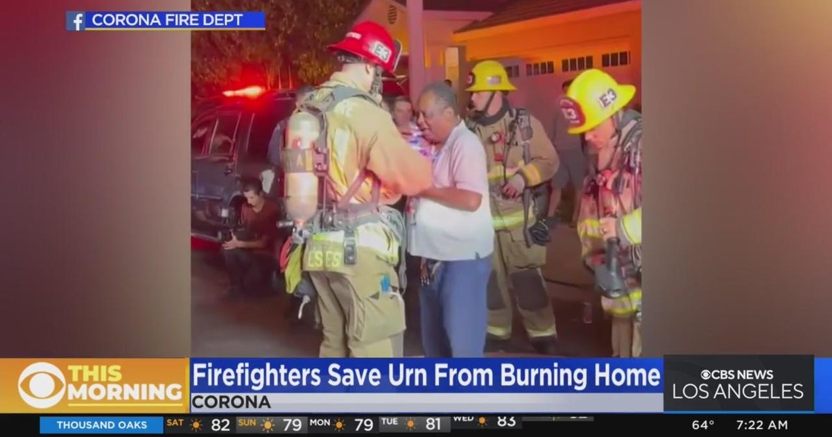 Corona firefighters save urn from burning home CBS Los Angeles