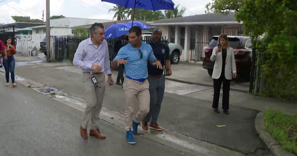 Miami Mayor Francis Suarez tours flooded area after deluge of rain