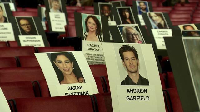 Cards were placed on seats at Radio City Music Hall ahead of the 75th Annual Tony Awards. 