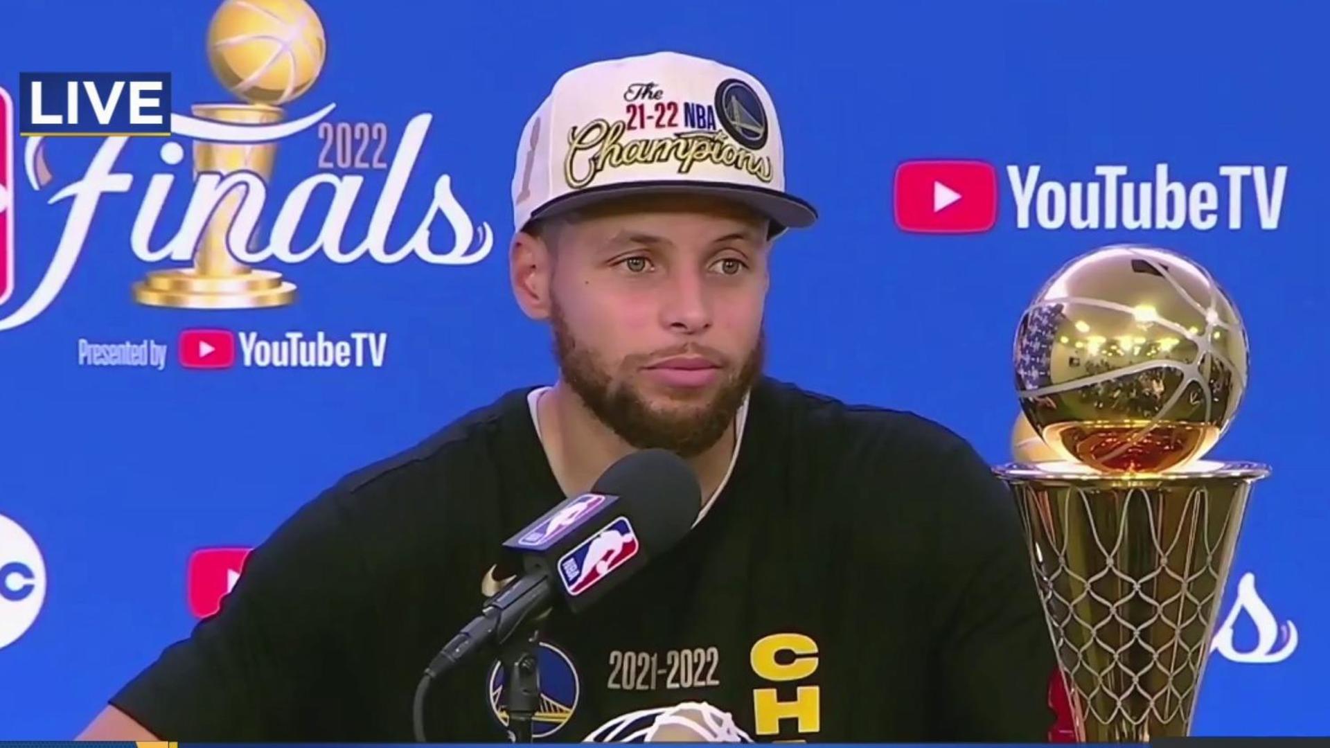 Warriors NBA Finals Postgame NBA Finals MVP Stephen Curry addresses media 