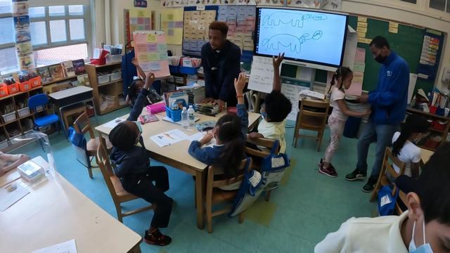 Kadeem Hector teaches first grade at P.S. 181 in Brooklyn. 