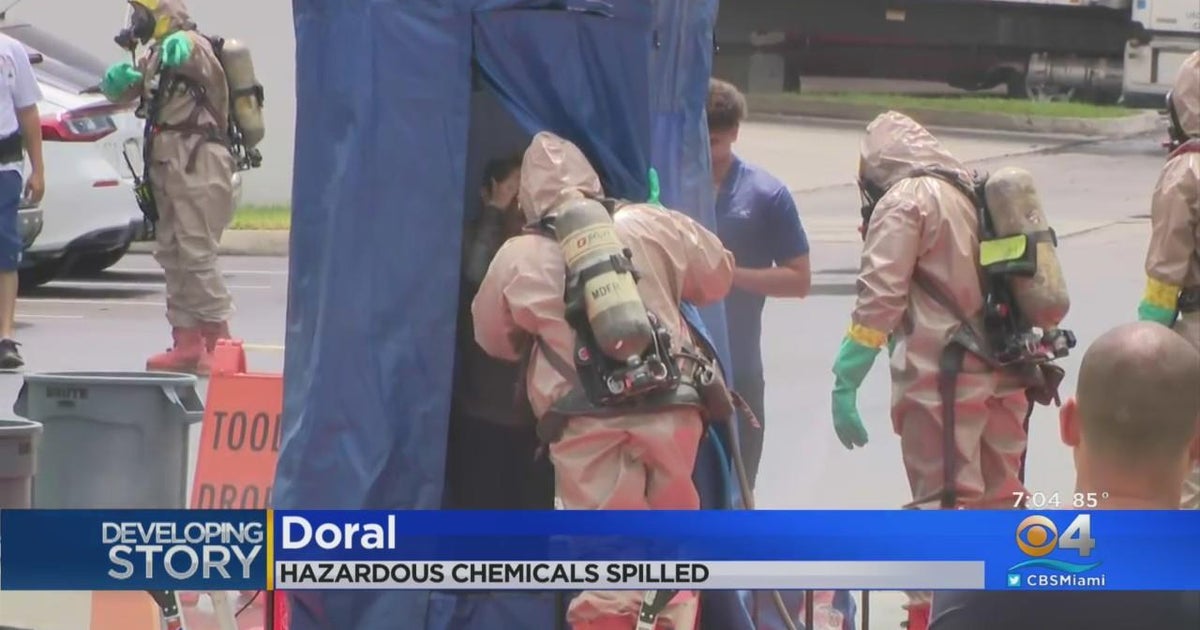 Two workers hospitalized after hazardous material leaks at Doral business