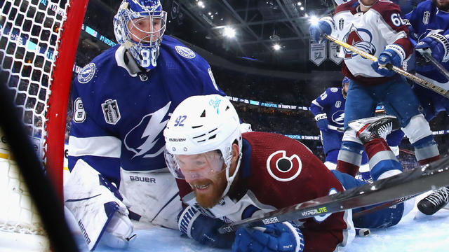 Darcy Kuemper 7, Corey Perry 0. Avalanche goalie handling Tampa