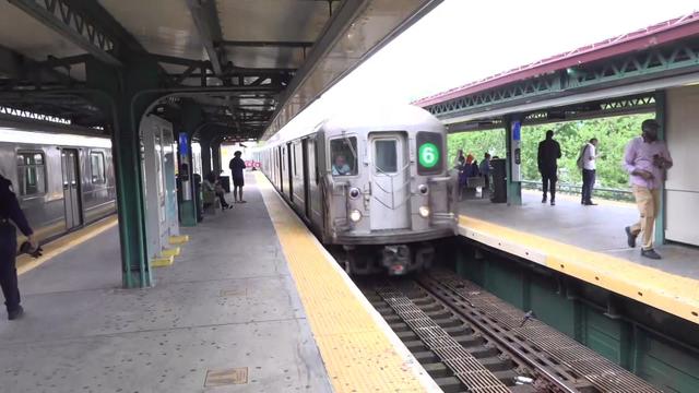 A 6 train arrives at the Parkchester subway station in the Bronx 