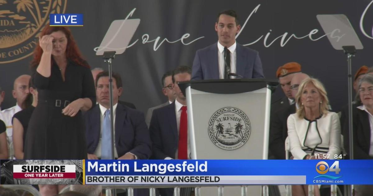 Martin Langesfeld, brother of Nicky Langesfeld who died in collapse, speaks at public mem