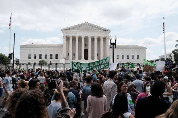 United States Supreme Court overturns the landmark Roe v Wade abortion decision 