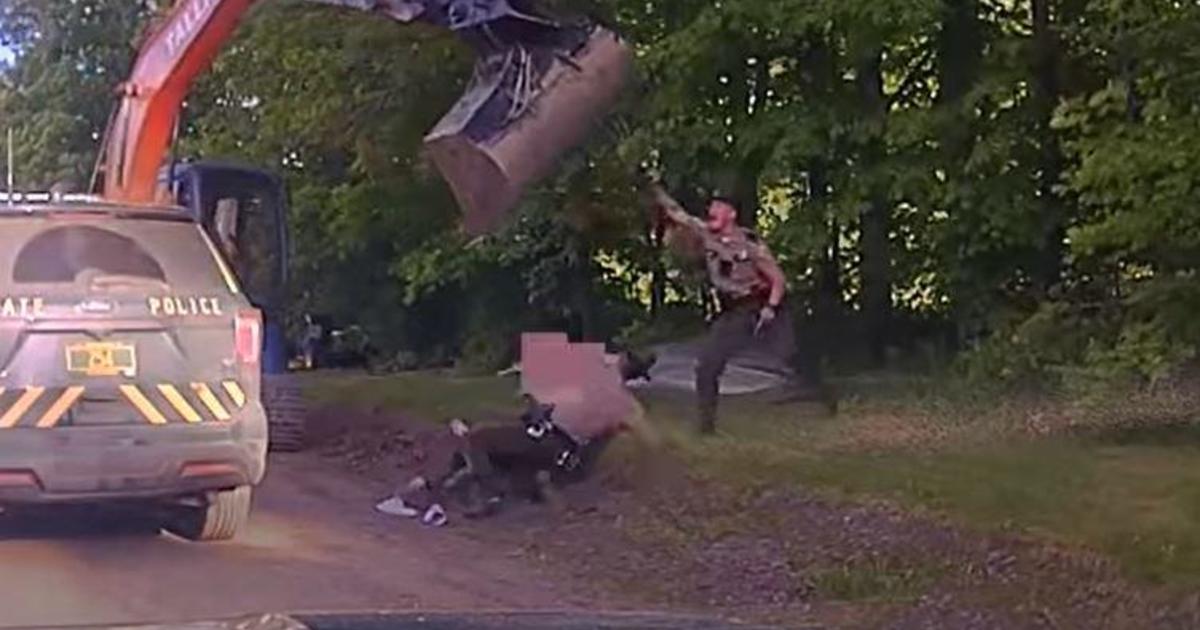 Vermont dad uses excavator as state troopers attempt to arrest his son