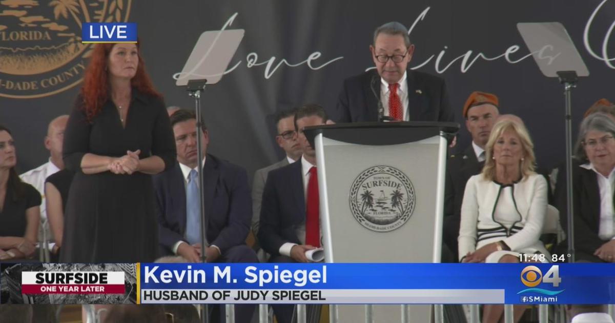 Kevin Spiegel, who lost his wife Judith in the collapse, addressed public memorial