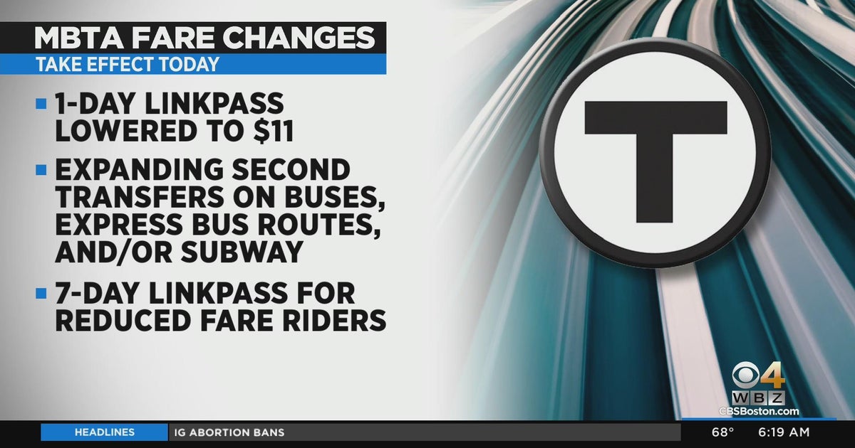 MBTA changing some fare prices, expanding transfers CBS Boston