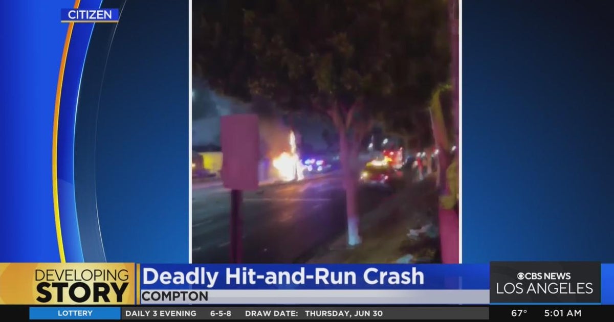 Man killed in fiery hit-and-run collision in Compton - CBS Los Angeles