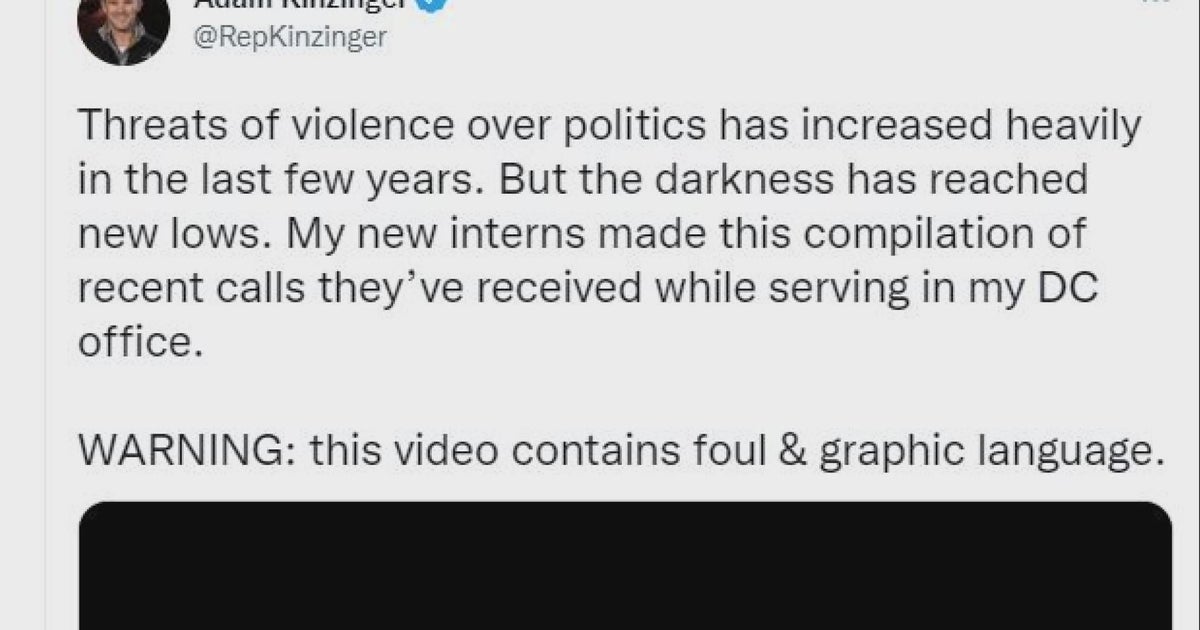 Congressman Adam Kinzinger releases recordings of threatening calls to