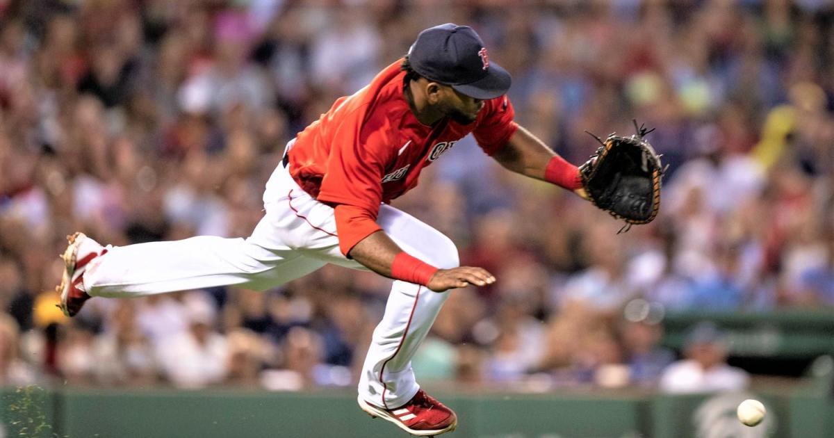 Franchy Cordero of the Boston Red Sox screams out after his throwing  News Photo - Getty Images