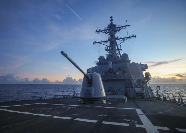 Handout image of Arleigh Burke-class guided-missile destroyer USS Benfold 