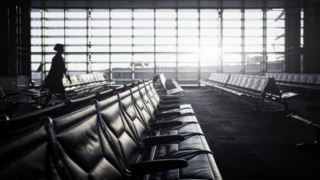 Airport departure lounge at early morning 