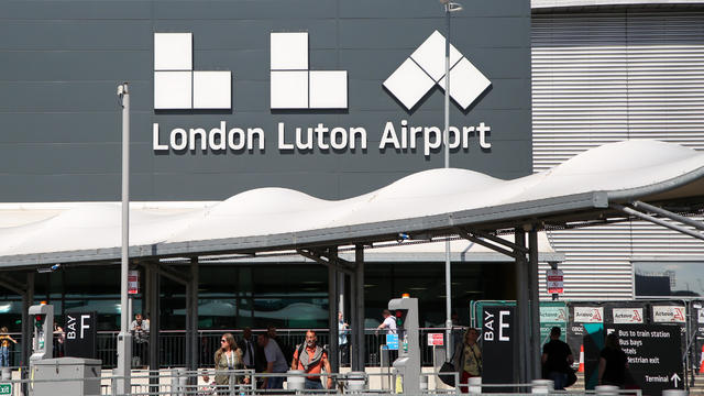 An exterior view of the entrance to the London Luton Airport 