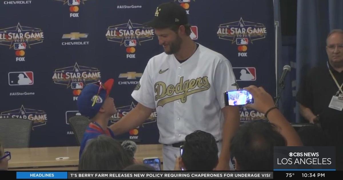 10-year-old fan lives out late grandfather's dream of meeting Clayton  Kershaw - CBS Los Angeles