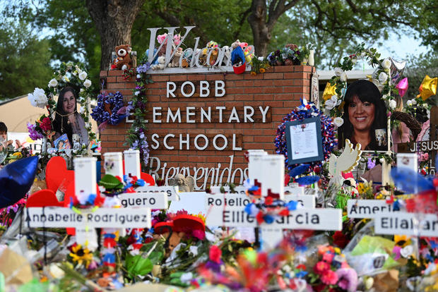 Items Are Displayed To Commemorate The Students And Teachers Of Robb Elementary School In Uvalde Texas 