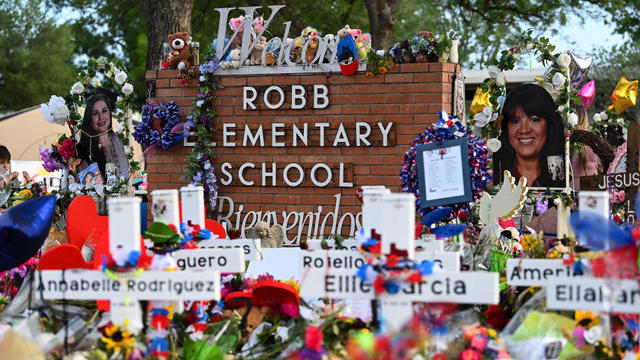 Items Are Displayed To Commemorate The Students And Teachers Of Robb Elementary School In Uvalde Texas 