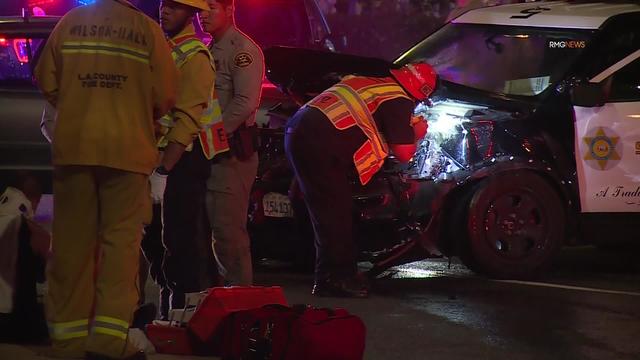 Rosemead: Temple sheriff crashes while responding to a pursuit in Rosemead. **Packaged with Pasadena officer involved shooting caught on tape and Winnetka pursuit crash** 