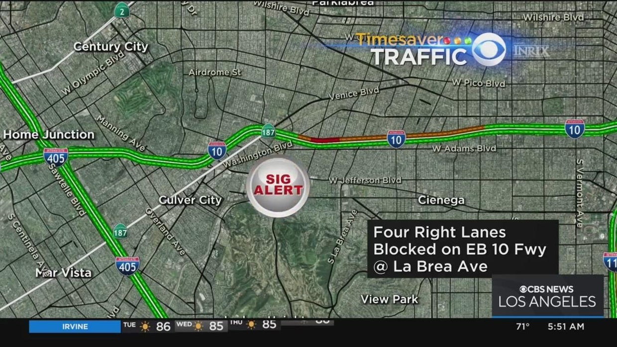 Pedestrian struck and killed on I-10 Freeway - CBS Los Angeles