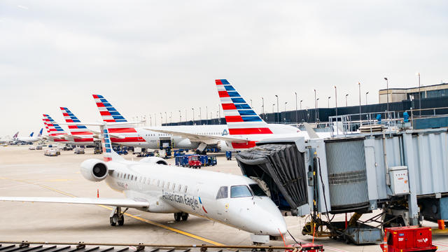 American Airlines planes finishing up for take-off at gate 