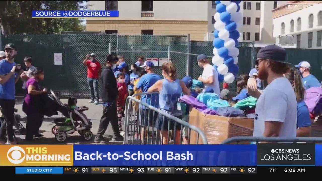 School supply giveaway with Dodgers Pitcher Clayton Kershaw held