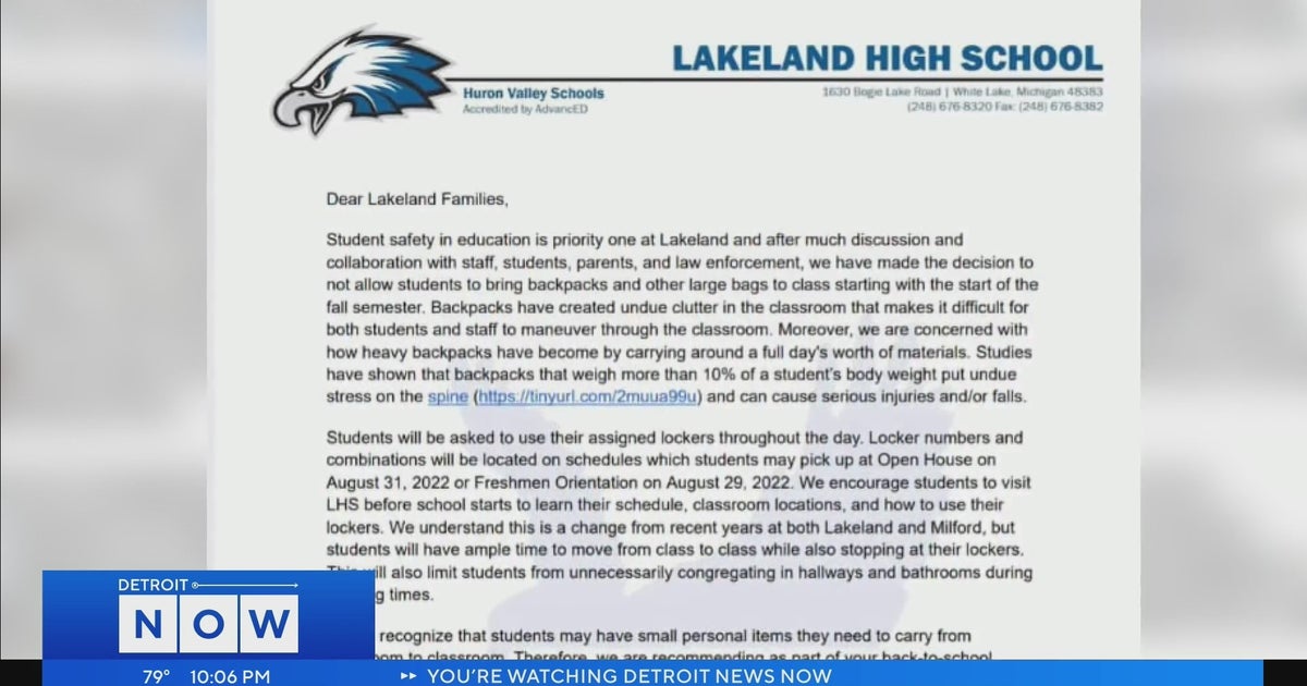 Huron Valley Students Will Not Be Allowed To Carry Backpacks To High