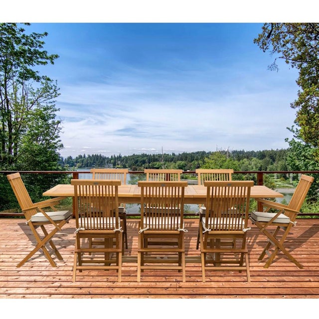 Rectangular eight-person Teak Dining Set with Cushions