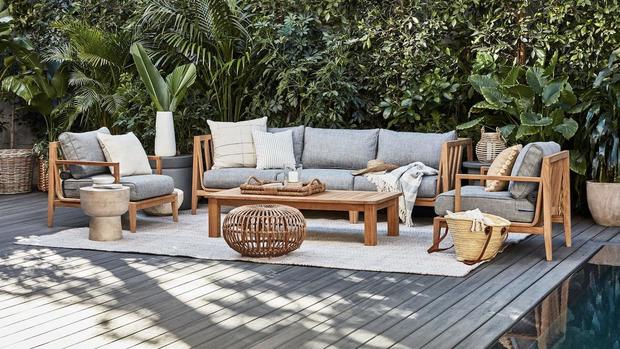 Teak Outdoor Sofa with Armchairs 